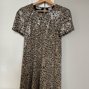 Sequin Floral Black and Gold Dress